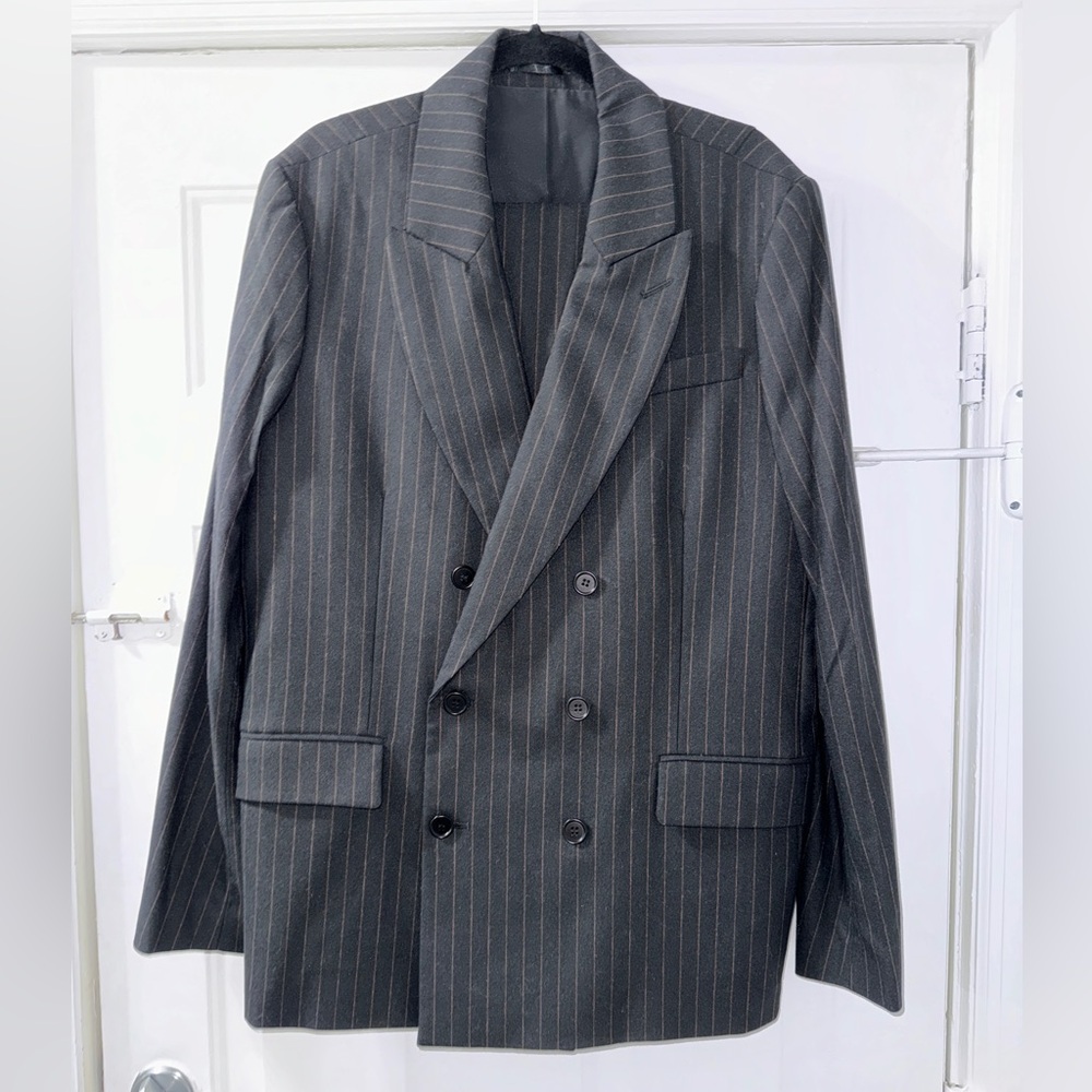 Allsaints Blues Pinstripe Blazer - size 42/ Blues Pinstripe trouser Size 34